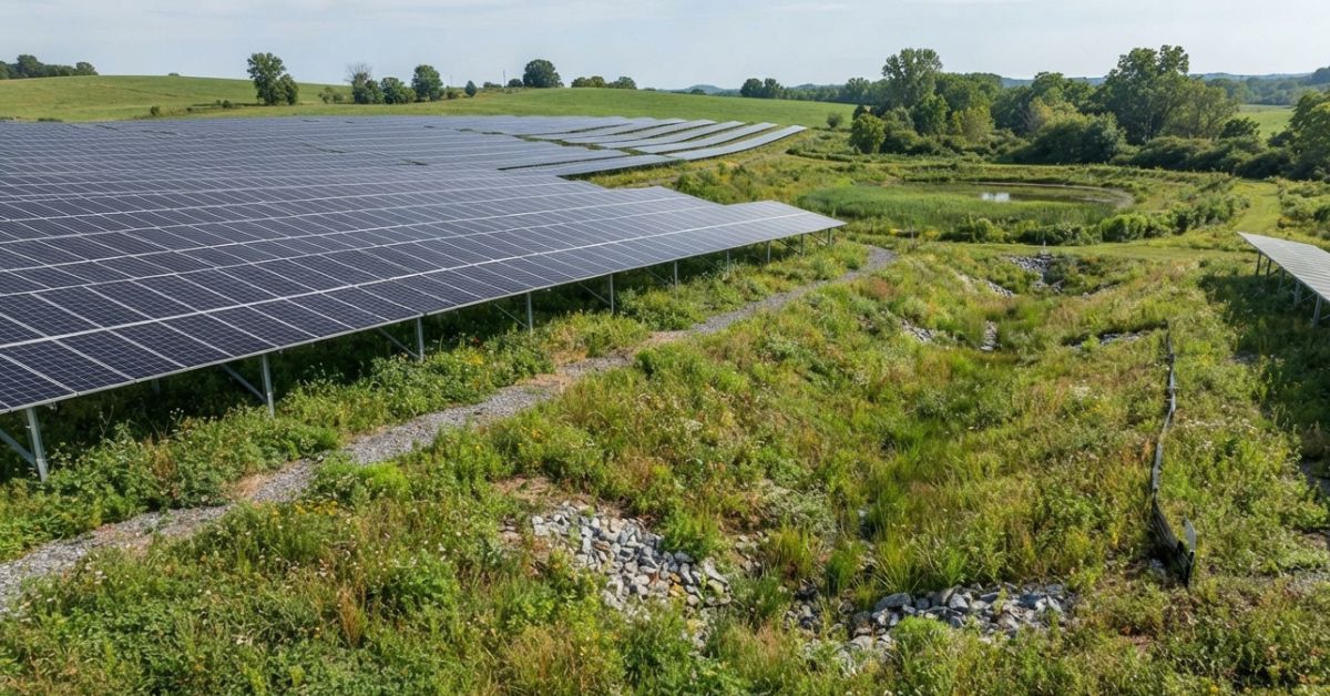 Combine Vegetation and Drainage for Solar Farm Erosion Control